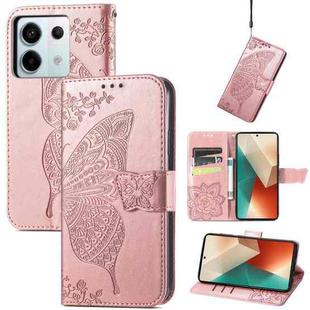 For Xiaomi Redmi Note 13 Pro Butterfly Love Flower Embossed Leather Phone Case(Rose Gold)