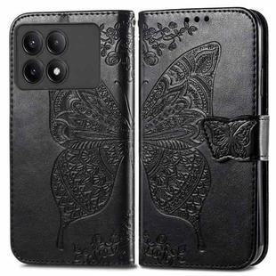 For Xiaomi Redmi K70E Butterfly Love Flower Embossed Leather Phone Case(Black)