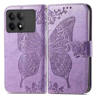 For Xiaomi Redmi K70E Butterfly Love Flower Embossed Leather Phone Case(Purple)