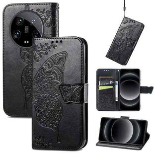 For Xiaomi 14 Ultra Butterfly Love Flower Embossed Leather Phone Case(Black)