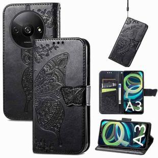 For Xiaomi Redmi A3 Butterfly Love Flower Embossed Leather Phone Case(Black)