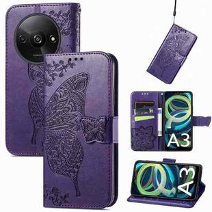 For Xiaomi Redmi A3 Butterfly Love Flower Embossed Leather Phone Case(Dark Purple)