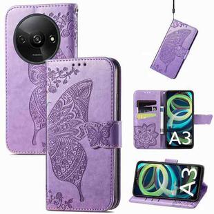 For Xiaomi Redmi A3 Butterfly Love Flower Embossed Leather Phone Case(Purple)