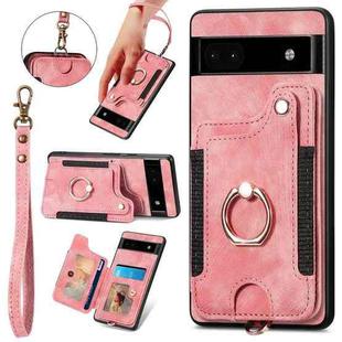 For Google Pixel 8 Pro Retro Skin-feel Ring Multi-card RFID Wallet Phone Case(Pink)