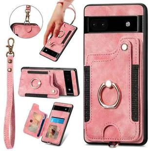 For Google Pixel 7 Retro Skin-feel Ring Multi-card RFID Wallet Phone Case(Pink)