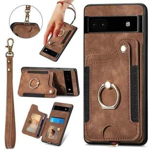 For Google Pixel 6 Pro Retro Skin-feel Ring Multi-card RFID Wallet Phone Case(Brown)