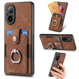 For Realme C67 4G Retro Skin-feel Ring Card Wallet Phone Case(Brown)