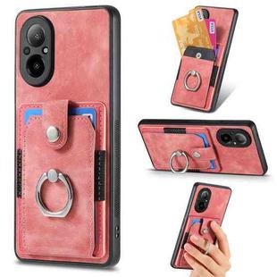 For Realme C67 4G Retro Skin-feel Ring Card Wallet Phone Case(Pink)