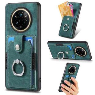 For Realme 14 Pro Retro Skin-feel Ring Card Wallet Phone Case(Green)