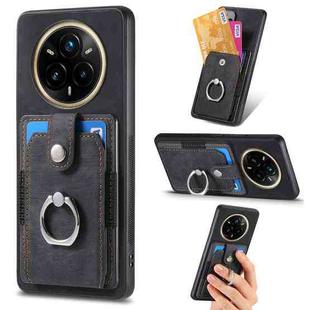 For Realme 13 Pro Retro Skin-feel Ring Card Wallet Phone Case(Black)