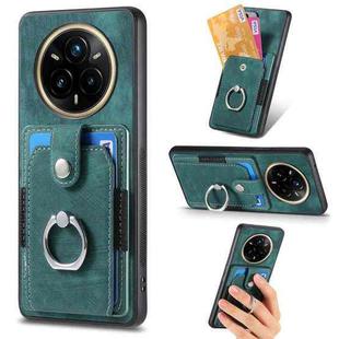 For Realme 13 Pro Retro Skin-feel Ring Card Wallet Phone Case(Green)