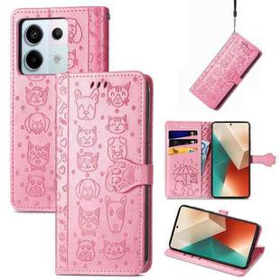 For Xiaomi Redmi Note 13 Pro Cat and Dog Embossed Leather Phone Case(Pink)