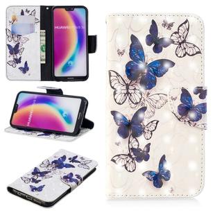 3D Colored Drawing Pattern Horizontal Flip Leather Case for  Huawei P20 Lite, with Holder & Card Slots & Wallet(Butterflies)