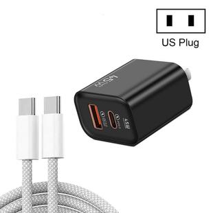 45PQ 45W PD25W + QC3.0 20W USB Super Fast Charger with Type-C to Type-C Cable, US Plug(Black)