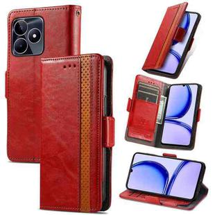 For Realme C53 CaseNeo Splicing Dual Magnetic Buckle Leather Phone Case(Red)