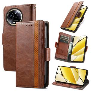 For Realme 5G  Global CaseNeo Splicing Dual Magnetic Buckle Leather Phone Case(Brown)