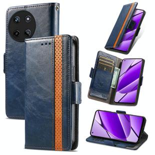 For Realme 11 4G Global CaseNeo Splicing Dual Magnetic Buckle Leather Phone Case(Blue)