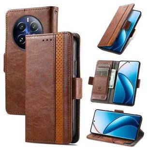 For Realme 12 Pro CaseNeo Splicing Dual Magnetic Buckle Leather Phone Case(Brown)