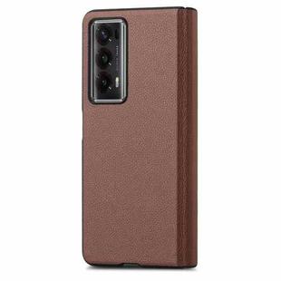 For Honor Magic V2 Litchi Magnetic Hinge Shockproof Phone Case(Brown)