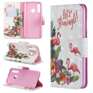 3D Colored Drawing Pattern Horizontal Flip Leather Case for Huawei Honor 10i / P Smart Plus, with Holder & Card Slots & Wallet(English Flamingo)