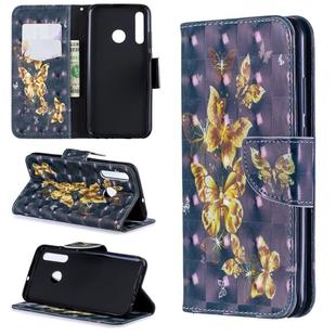 3D Colored Drawing Pattern Horizontal Flip Leather Case for Huawei Honor 10i / P Smart Plus, with Holder & Card Slots & Wallet(Black Background Butterfly)