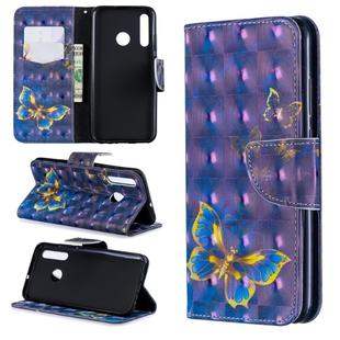 3D Colored Drawing Pattern Horizontal Flip Leather Case for Huawei Honor 10i / P Smart Plus, with Holder & Card Slots & Wallet(Purple Butterfly)