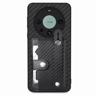 For Huawei Mate 60 Pro Wristband Kickstand Card Wallet Back Phone Case with Tool Knife(Black)