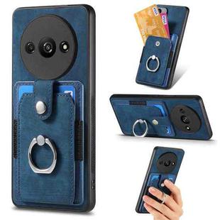 For Xiaomi Redmi A3 Retro Skin-feel Ring Card Wallet Phone Case(Blue)