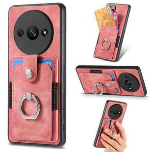 For Xiaomi Redmi A3 Retro Skin-feel Ring Card Wallet Phone Case(Pink)