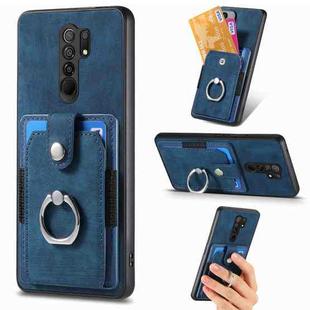 For Xiaomi Redmi 9 Retro Skin-feel Ring Card Wallet Phone Case(Blue)