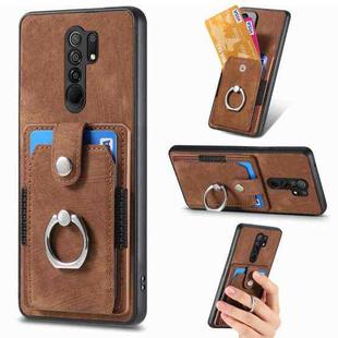 For Xiaomi Redmi 9 Retro Skin-feel Ring Card Wallet Phone Case(Brown)