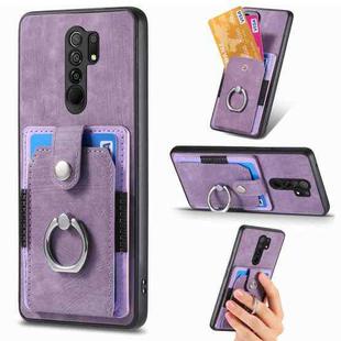 For Xiaomi Redmi 9 Retro Skin-feel Ring Card Wallet Phone Case(Purple)
