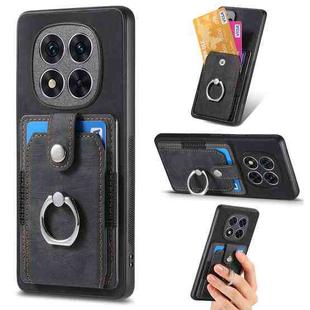 ForXiaomi Redmi Note 14 Pro+ 5G Retro Skin-feel Ring Card Wallet Phone Case(Black)