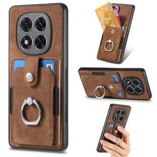 ForXiaomi Redmi Note 14 Pro+ 5G Retro Skin-feel Ring Card Wallet Phone Case(Brown)