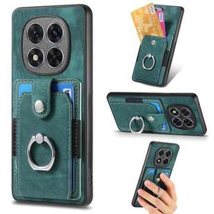 ForXiaomi Redmi Note 14 Pro+ 5G Retro Skin-feel Ring Card Wallet Phone Case(Green)