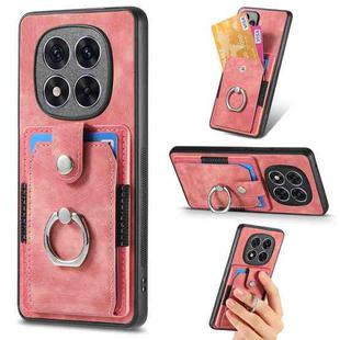 ForXiaomi Redmi Note 14 Pro+ 5G Retro Skin-feel Ring Card Wallet Phone Case(Pink)