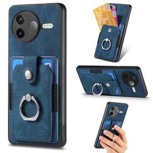For Redmi K80 / Poco F7 Pro Retro Skin-feel Ring Card Wallet Phone Case(Blue)