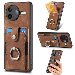For Redmi K80 / Poco F7 Pro Retro Skin-feel Ring Card Wallet Phone Case(Brown)