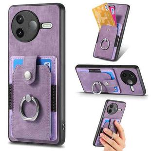 For Redmi K80 / Poco F7 Pro Retro Skin-feel Ring Card Wallet Phone Case(Purple)