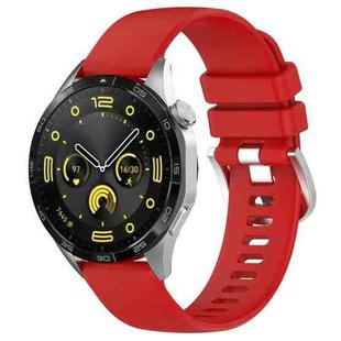 For Huawei Watch GT4 46mm 22mm Liquid Glossy Silver Buckle Silicone Watch Band(Red)