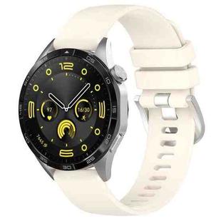 For Huawei Watch GT4 46mm 22mm Liquid Glossy Silver Buckle Silicone Watch Band(Starlight Color)