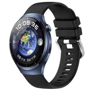 For Huawei Watch 4 Pro 22mm Liquid Glossy Silver Buckle Silicone Watch Band(Black)