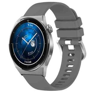 For Huawei Watch GT3 Pro 46mm 22mm Liquid Glossy Silver Buckle Silicone Watch Band(Dark Gray)