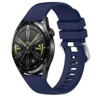For Huawei Watch GT3 46mm 22mm Liquid Glossy Silver Buckle Silicone Watch Band(Dark Blue)