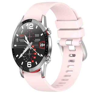For Huawei Watch GT2 46mm 22mm Liquid Glossy Silver Buckle Silicone Watch Band(Pink)