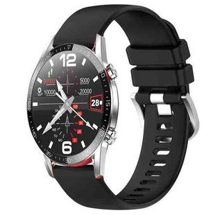 For Huawei Watch GT2 42mm 20mm Liquid Glossy Silver Buckle Silicone Watch Band(Black)