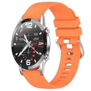 For Huawei Watch GT2 42mm 20mm Liquid Glossy Silver Buckle Silicone Watch Band(Orange)