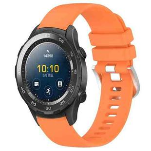 For Huawei Watch 2 20mm Liquid Glossy Silver Buckle Silicone Watch Band(Orange)