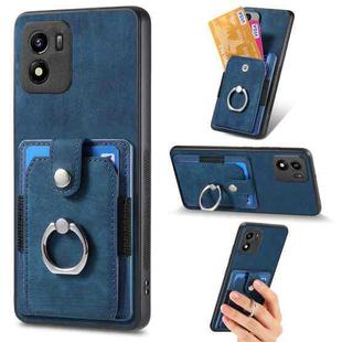 For vivo Y01 Retro Skin-feel Ring Card Wallet Phone Case(Blue)