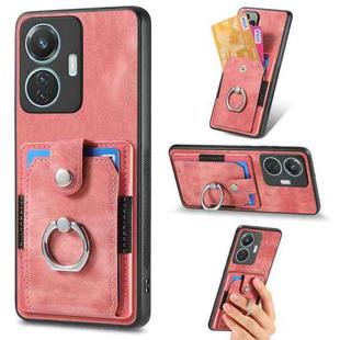 For vivo Y55 Retro Skin-feel Ring Card Wallet Phone Case(Pink)